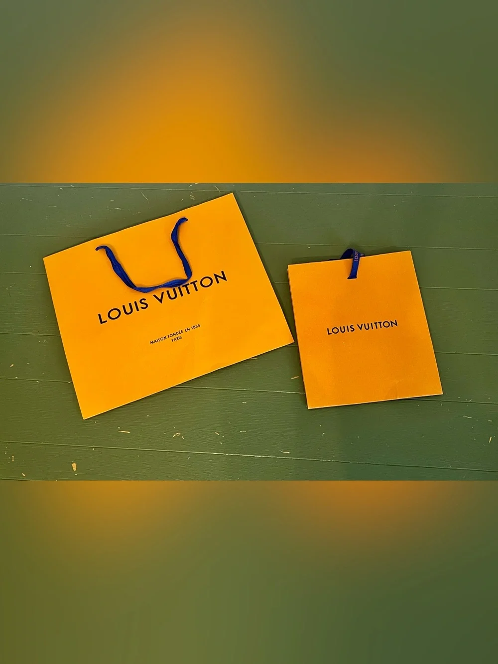 LOUIS VUITTON Authentic Paper Gift/Shopping Large & Small Bag Set Of 2